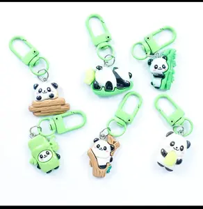 Cute Panda Door Buckle Keychain 2026 Student Backpack Pendant Charm Bag Hanging Ornament Travel
