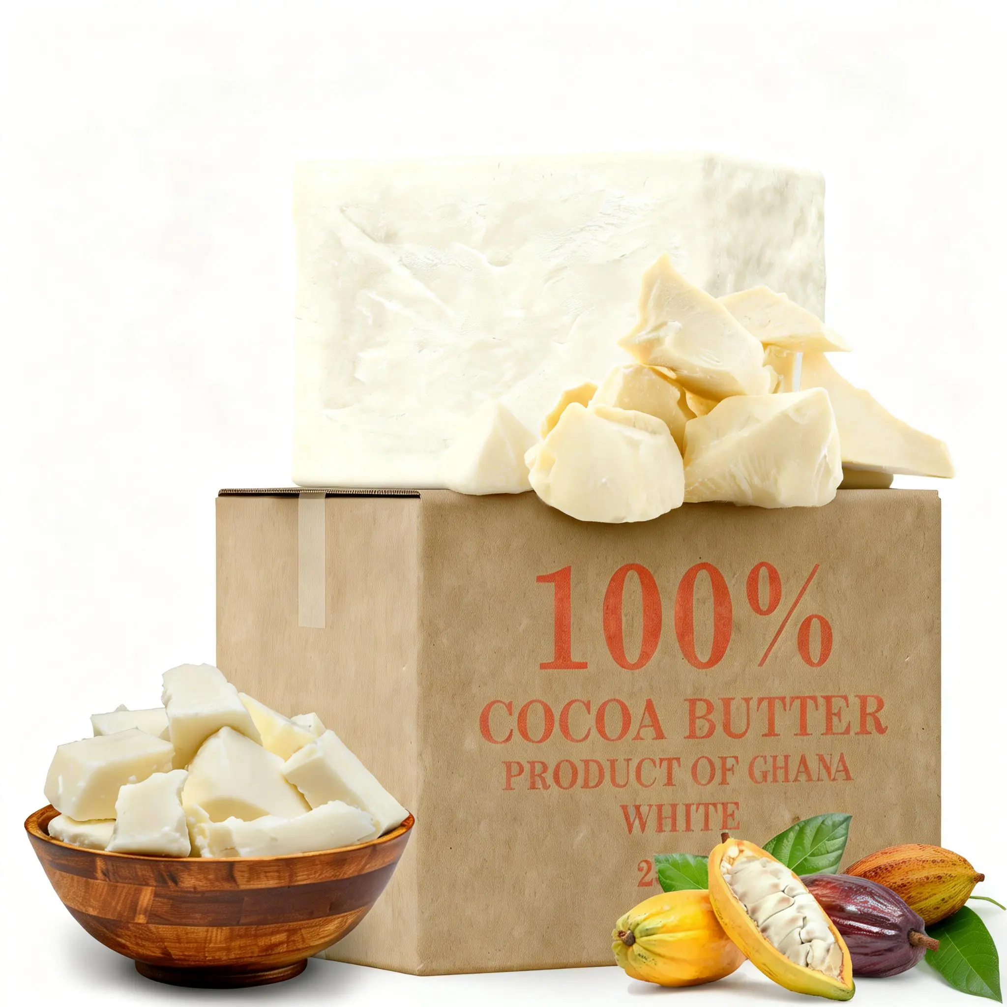 Raw Unrefined Cocoa Butter Chunks for Body Butters, 100% Pure Non Toxic Hydrator in Bag for Stretch Mark Prevention for Adults, Vegan, Fragrance Free, Solid, Plant Based, Cruelty Free, Mature, Biodegradable