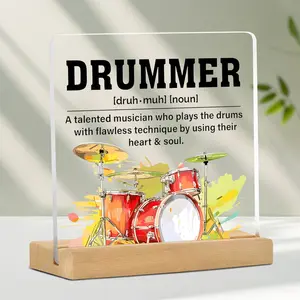Drummer Gift Acrylic Desk Plaque Sign, Drum Lover Gift, Drum Player Definition Office Decor, Home Music Studio Decoration