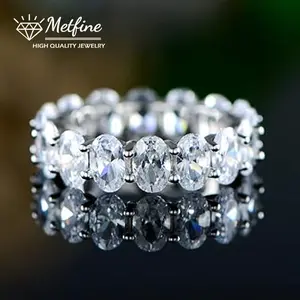 3 Color CZ Eternity Oval Cut Cubic Zirconia Eternity Ring Band For Women/Men