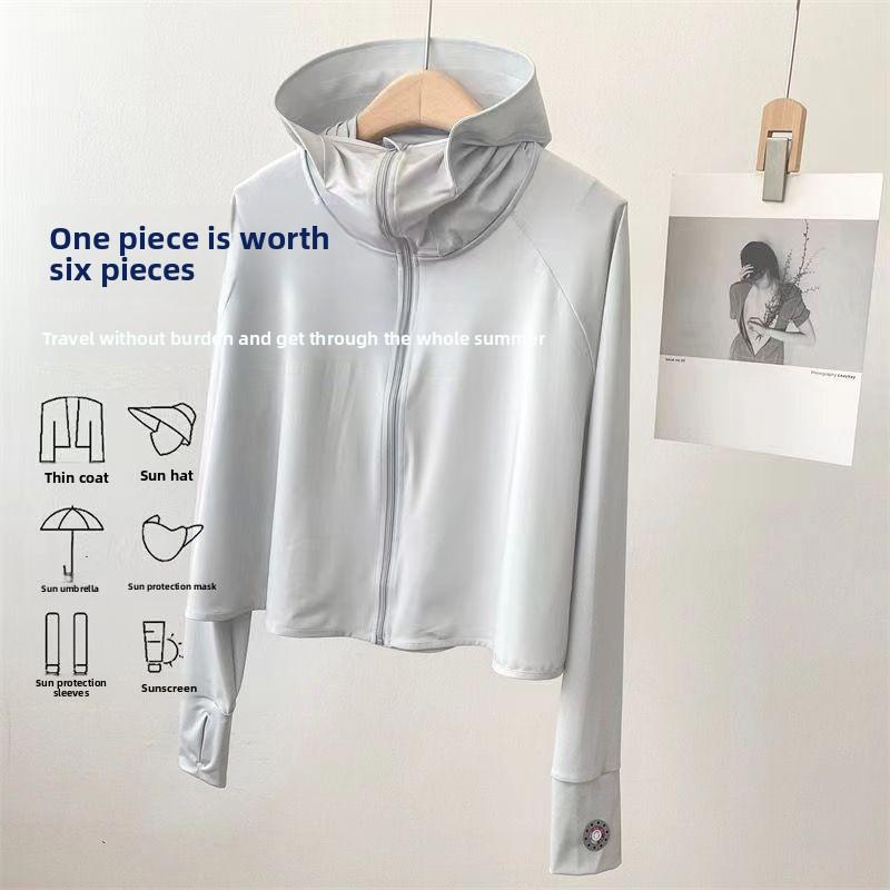 2026 Summer Women's High-End Ice Silk Sun Protection Jacket, UV Protection Breathable Lightweight Outdoor Coat