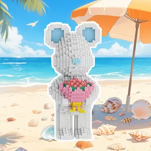 Valentine's Day Gift Bear Design Building Blocks Set, Creative Building Block, 3D Puzzle Model Toy, Desk Decoration, Birthday Christmas New Year Party Gifts