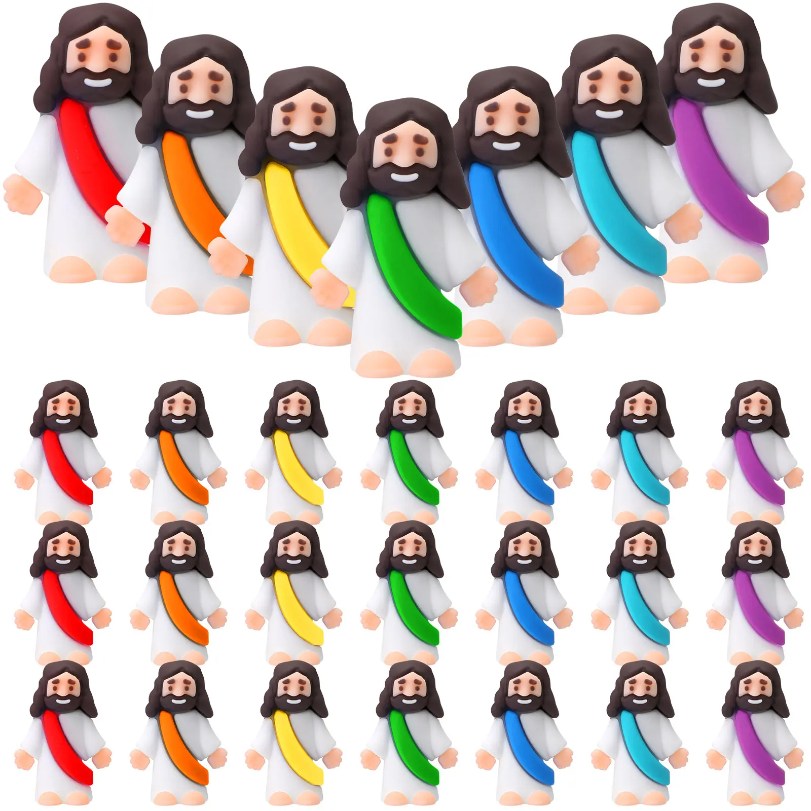 25 Pcs Mini Jesus Figures Original Design Little Jesus Figurines Cute Jesus Ornament to Hide and Seek Religious Party Favors Sunday School Baptism Gifts Home Decor