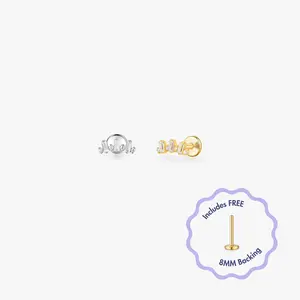 Mini Crown Titanium Flat Back Stud (Single)