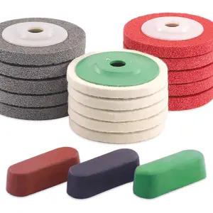 Pack of 18 Wool Felt Polishing Wheel Disc Kit,Includes 4 inch Wool Felt Disc Wheel Pad and Buffing Polishing Compounds,Wool Polishing Wheel Buffer Pads Wool Polishing Disc for Marble