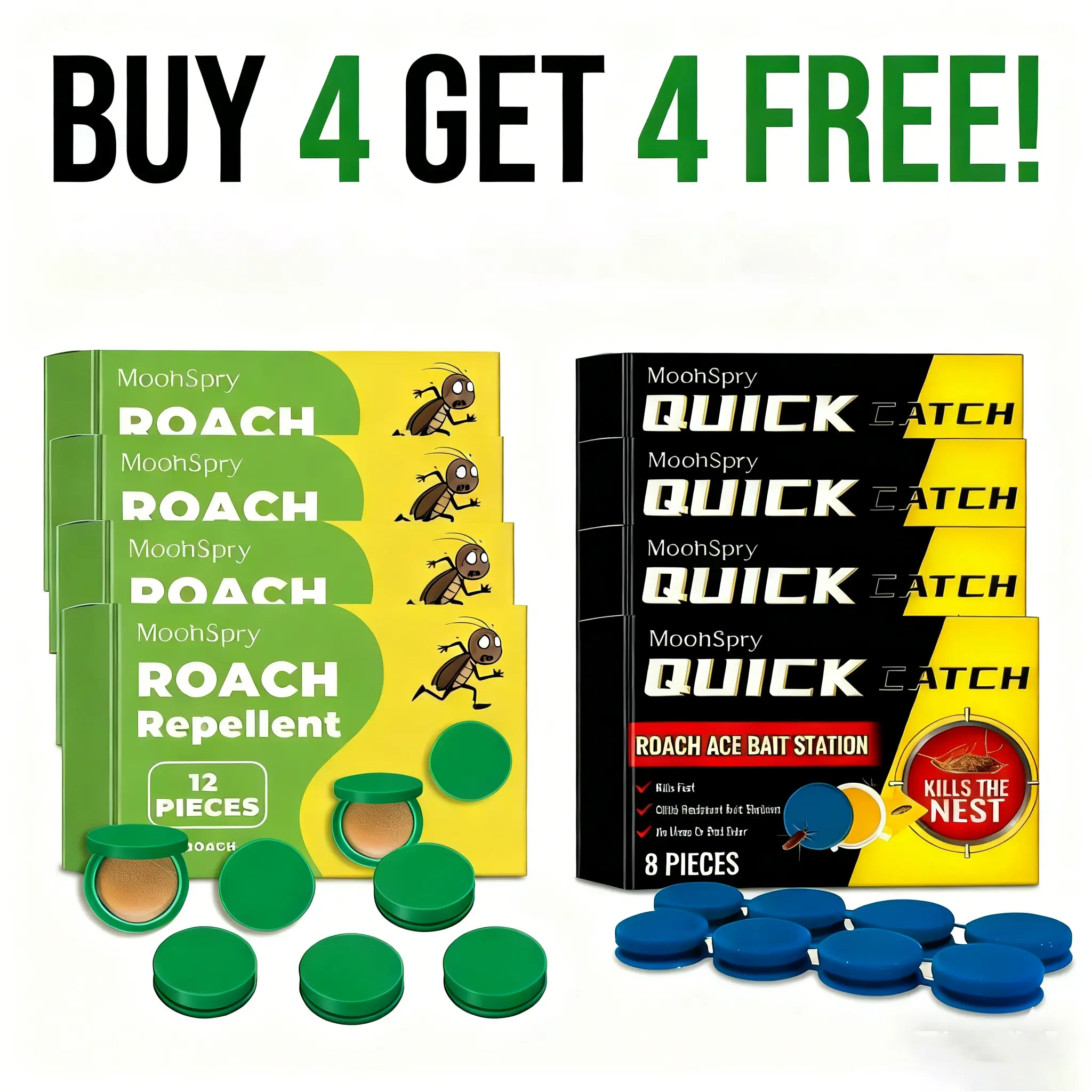 Must-Have Home Roach Relief | BOGO 4+4 Free Offer | Gentle Formula for Families Perfect for Daily Pest Prevention Cockroach Exterminator Cockroach Repellent