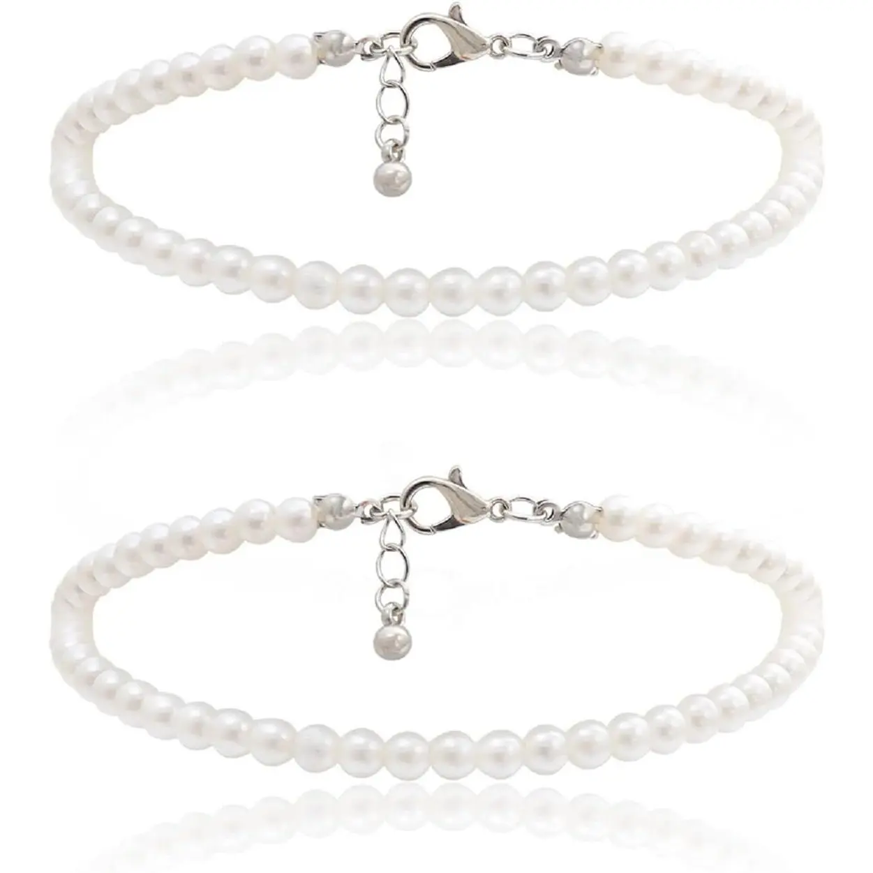 1Pc Pearl Handmade Anklet Simple Imitation pearls Hand Woven Boho Foot Jewelry Anklet Bracelet Summer Beach for Women