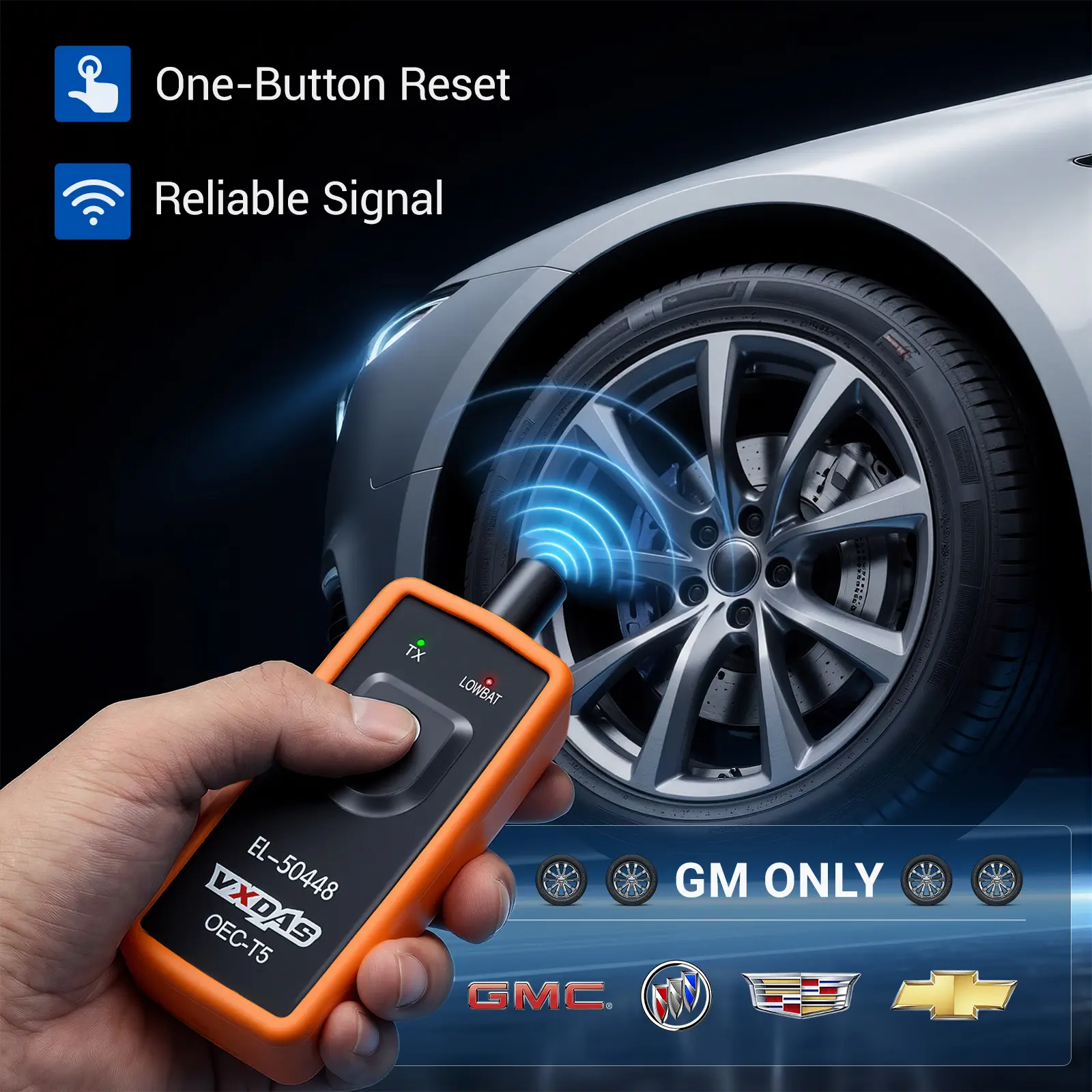 VXDAS EL-50448 TPMS Relearn Tool - Car Tire Sensor Reset & Position Relearn Accessory for GM Vehicles, Compatible with Chevy, GMC, Buick, Cadillac, 2025 Year-End Sale Gift, Cars Accessories