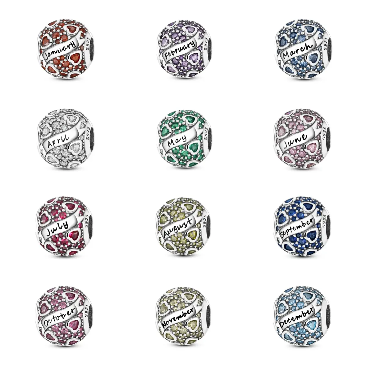 MULA Silver-Plated December Birthstone Charm Bead - Heart Shape Design, Elegant Cubic Zirconia, Compatible with Branded Bracelets & Necklaces, Personalized Birthday/Anniversary Gift, Family Member