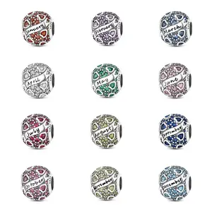 MULA December birthstone beads, S925 Silver-plated with cubic zirconia - heart-shaped design, perfect with Pandora bracelets and necklaces, an ideal gift for birthdays and special occasions