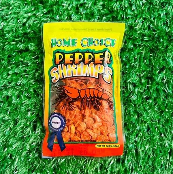 Home Choice Pepper Shrimp Snack, 12g Authentic Jamaican Spicy Dried Shrimp Treat