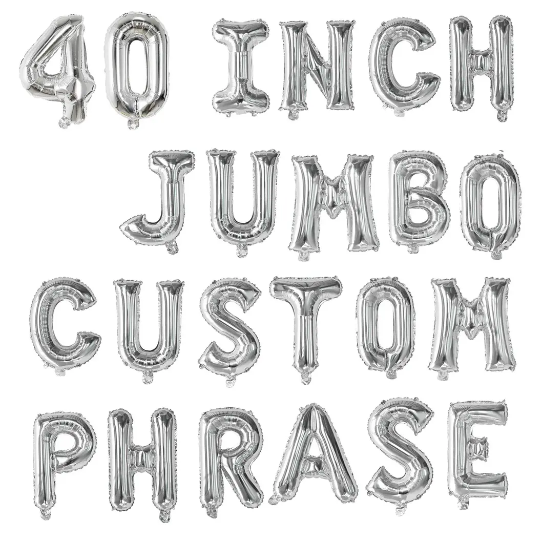 40 inch Custom Shiny Silver Letter Number Big Large Helium Balloon Banner Mylar Letter Birthday Banner Personalization Baby Shower Bride jumbo balloons