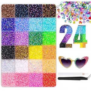 DIY Flatback Jelly Rhinestones Kit for Bedazzled 30000pcs Multicolor Resin Gems 3/4mm Sparkle Bedazzling Kit with Craft for Nail and Creative DIY Decoration