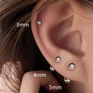 Set of 3 pairs of bean earrings for men and women, simple silver fruit-shaped stud earrings