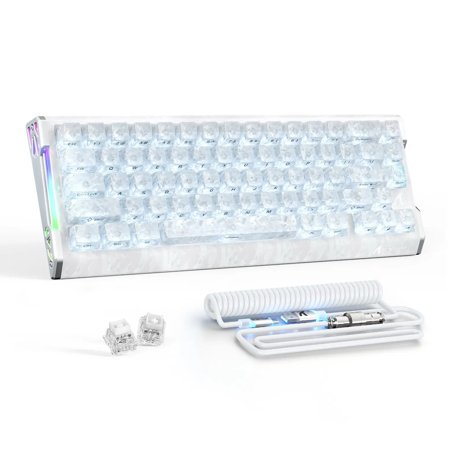 ATTACK SHARK R68 HE Carbon Fiber 8000Hz Rapid Trigger Keyboard, Game Keyboard, 0.005mm RT Accuracy 68 Keys Wired Gaming Keyboard with Magnetic Switch, Adjustable Actuation, Snap Tap, RGB Lighting for PC/Mac