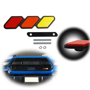 1 Set Tri-color 3 Front Grille Badge Emblem Decor For Toyota Tacoma TRD Pro 4Runner Tundra FJ RAV4 etc