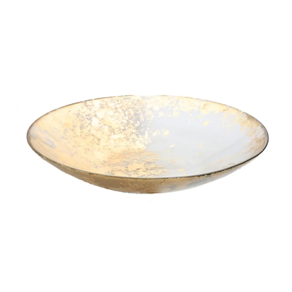 Smoked Glass Tableware Bowl with Scattered Gold Design - 12 in Length, 2.5 in Height, Ideal for Default Daily Use, Party Pasta Salad