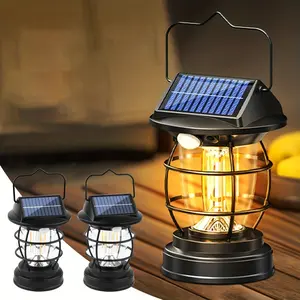 Solar Camping Portable Electric Lantern, Portable Camping Lantern, Vintage Portable Lantern, 4 Light Modes for Outdoor, Camping, Power Outage, Hanging Tent Lights, Hiking Gear