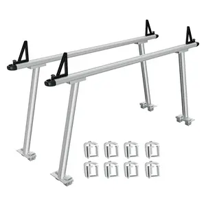 GARVEE 71" Aluminum Ladder Truck Rack with 800lbs Capacity, Heavy Duty Two-Bar Set Featuring 8 Non-Drilling C-Clamps for Secure Transport of Kayaks, Surfboards, Ladders, Lumber, and More