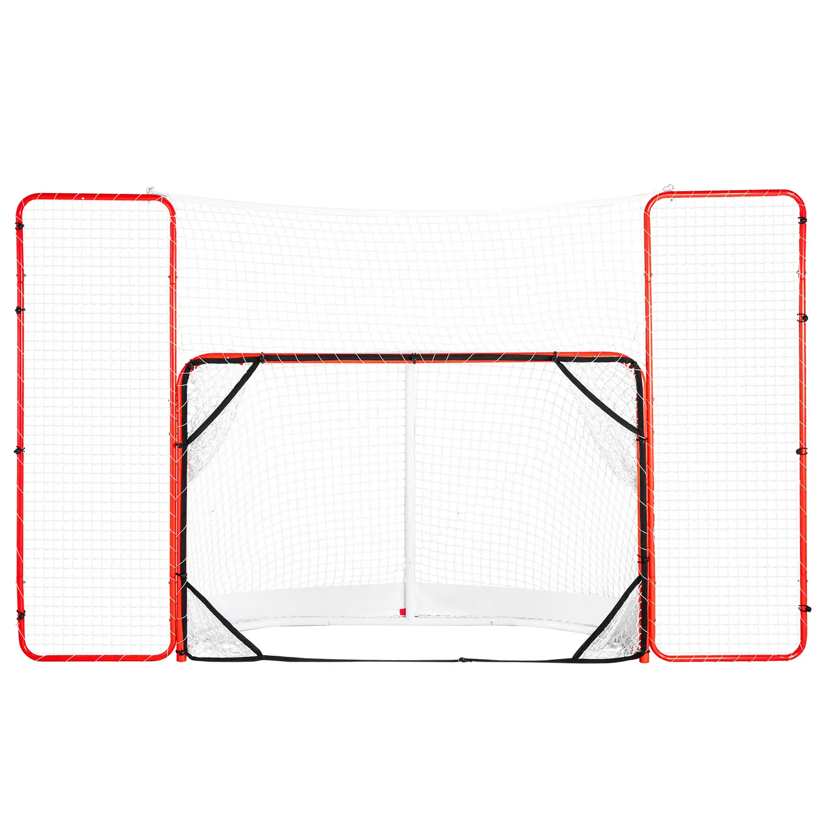 VEVOR Hockey Goal with Backstop and Targets,  Street Steel Hockey Net, 72" Pro Hockey Training Goal Set, Portable Indoor Outdoor Hockey Goal with Net, Easy Assemble, White/Red