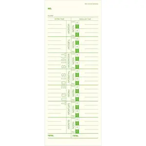 Weekly Time Cards 1-Sided, 3-1/2" x 9",Named Days,Green Print, 500-Count,Time Cards for Employees,Timecards for Time Clocks