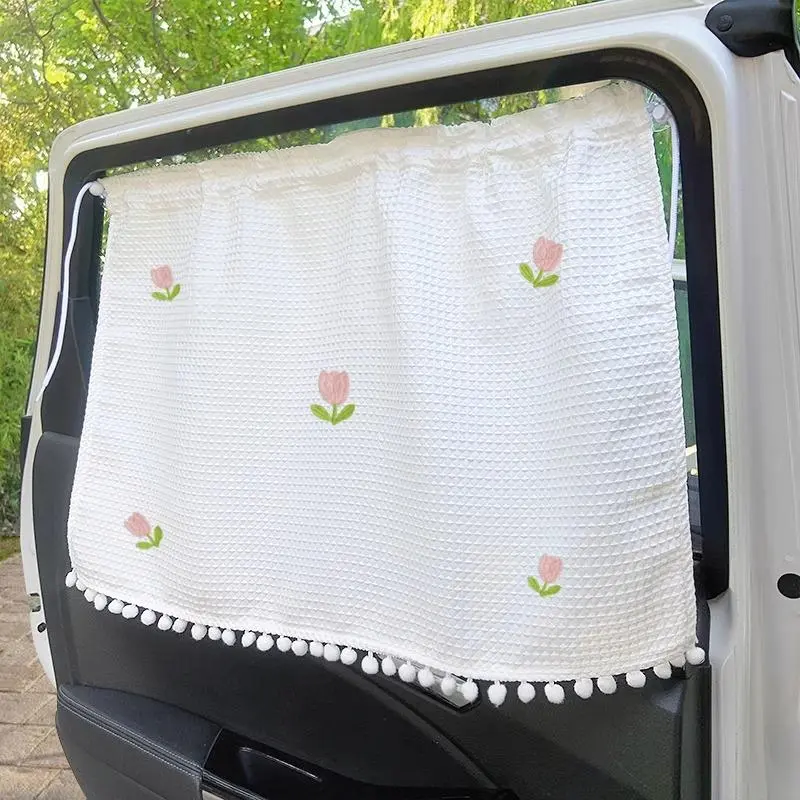 Waffle-Pattern Car Sunshade Curtain with UV Protection, Vent Visor Window Shade with Suction Cup Design, Portable Sun-Blocking Privacy Curtain for Car Interiors, Car Window Shades for Side Window, Sun Shades for Car Windows, Car Window Sunshades