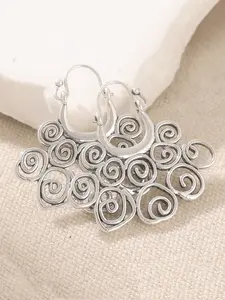 Retro Hollowed-out Circle Silvery Color Irregular Earrings, Elegant Minimalist Earrings, Ethnic Style Earrings, Women's Vacation Jewelry Accessories
