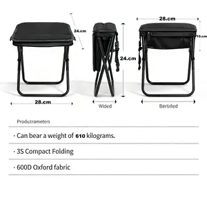 Portable Folding Camping Stool, Lightweight Folding Stool with Carry Bag, Outdoor Footstool for Travel Walking Hiking Fishing Picnic Barbecue, Camping Furniture