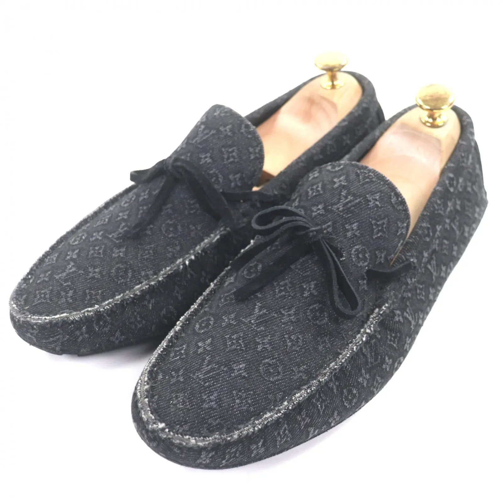 Pre-owned Louis Vuitton Denim Small Leather Goods Monogram Driving Shoes
