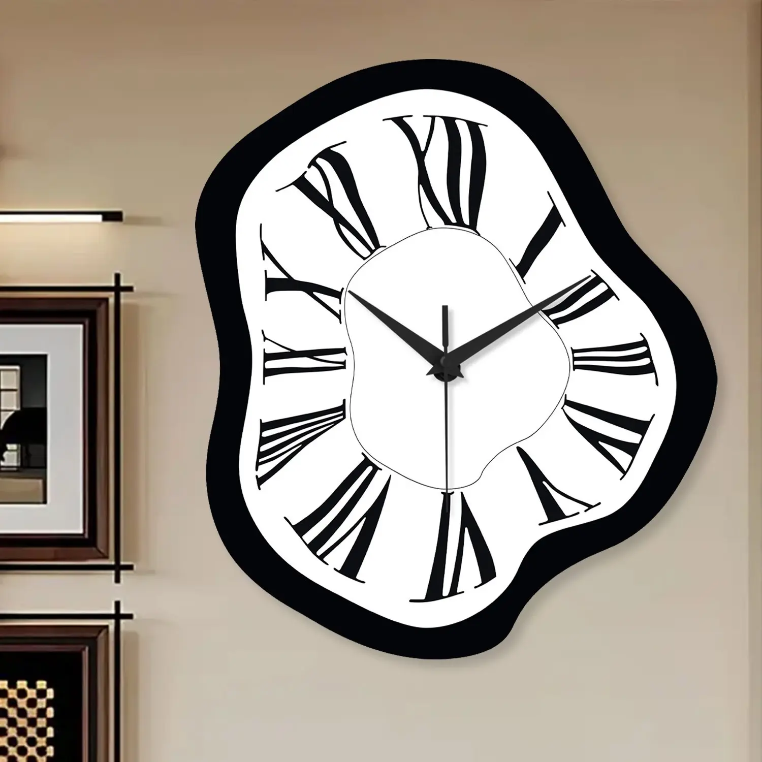 Modern Art Twisted Wood Wall Clock, Decorative Wall Clock, Wall Clocks for Living Room, Silent Analog Clock, Quiet Irregular Design for Living Room, Bedroom, Office Decor, Aesthetic Home Kitchen Accent, Perfect Gift