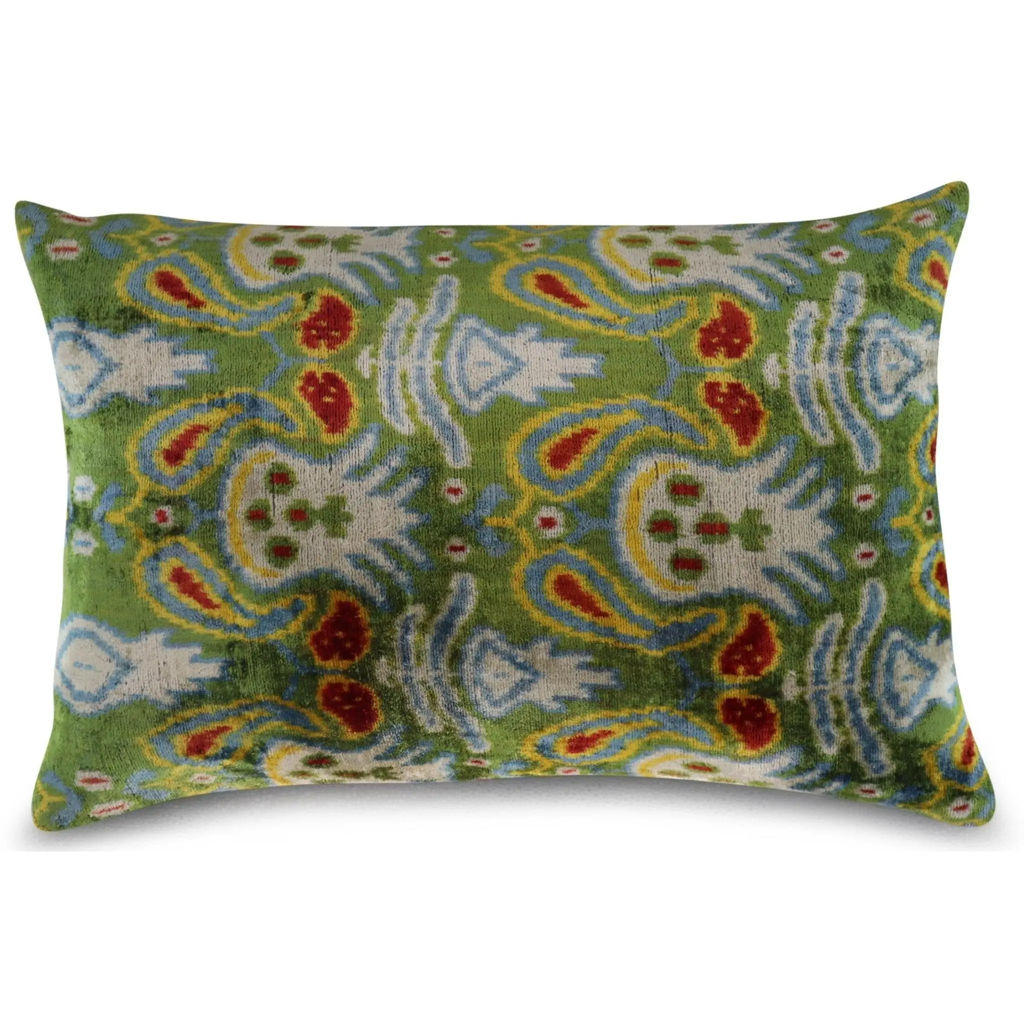 Canvello Green Handmade 16x24 Silk Velvet Pillow, Organic Veg Dyed, Down/Feather Filled