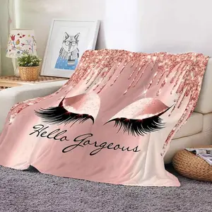 Sparkly Eyelash Pattern Flannel Blanket, SoftThrow Blanket Nap Blanket for Travel & Office &Home Decor, Cool Bedroom Accessories,Birthday Holiday Gift Blanket, Best Gift for Boys &Girls, Christmas Gifts, Christmas Decorations