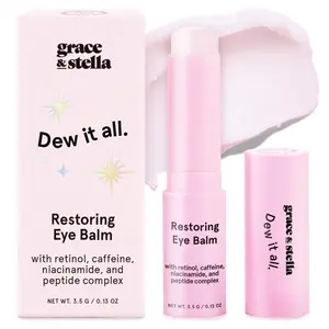 Under Eye Brightener Balm Stick – Retinol & Caffeine for Dark Circles, Puffiness, Wrinkles Instantly Hydrate & Brighten Undereye Area Vegan Skincare with Niacinamide by grace & stella