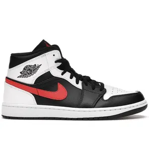 Jordan Men's 1 Mid Black Chile Red White, from StockX