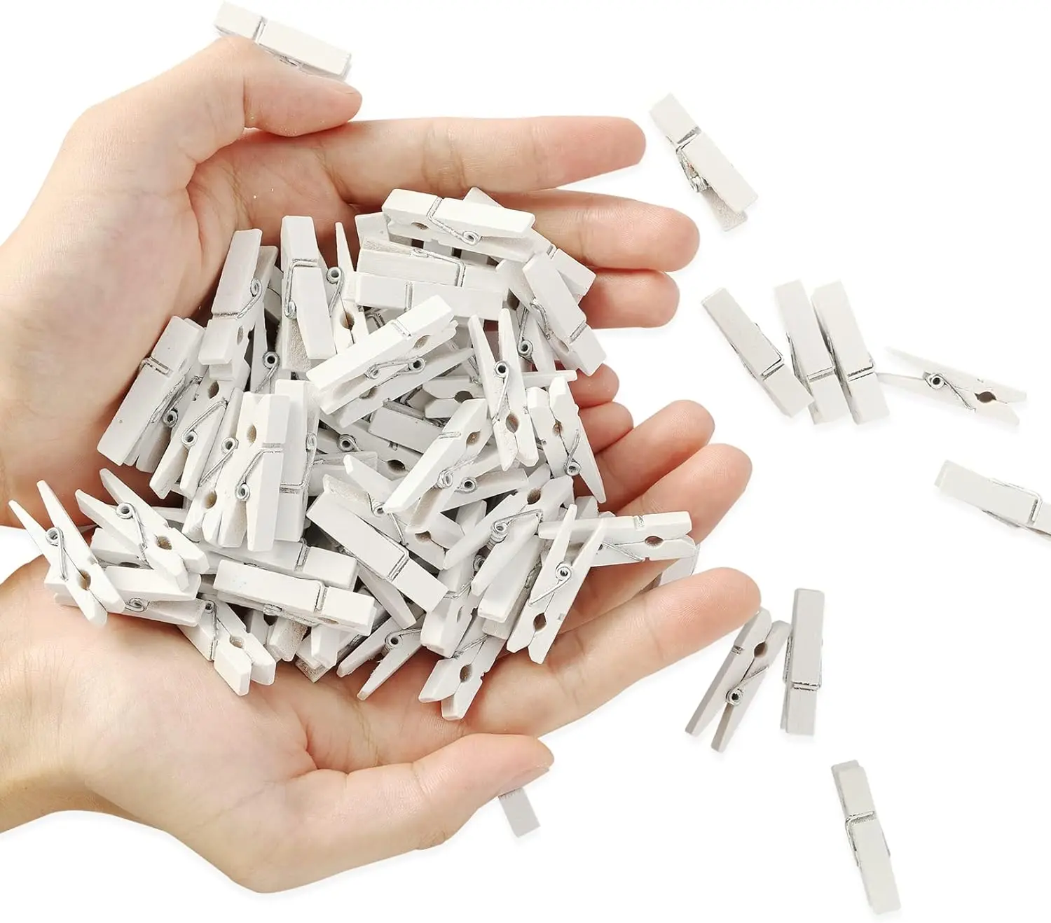 Mini Photo Clips, 128 Pcs, 1.4 Inch Small Wooden Clothespins for Baby Cloth, Pictures