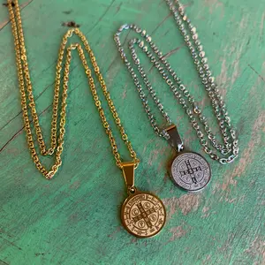 Saint Benedict Small Necklace with Pendant and Chain