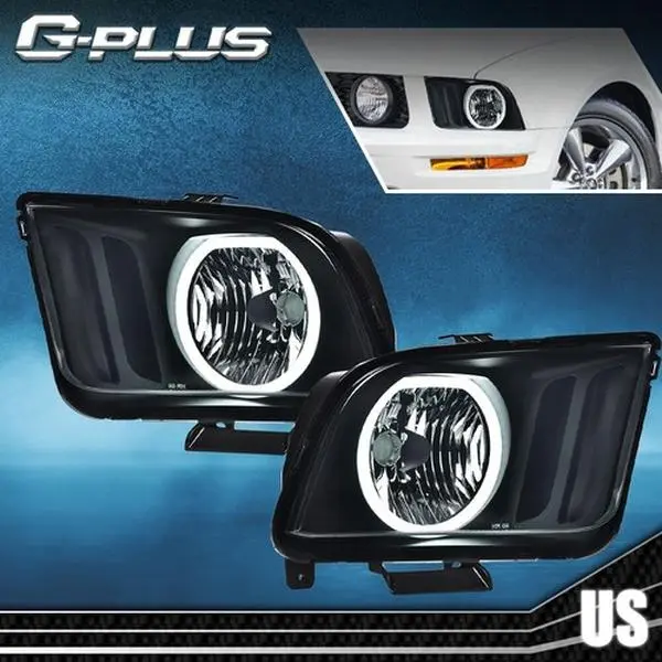 G-PLUS LED Car Headlights Assembly, Smoke/Black LED DRL Halo Headlights for 2005-2009 Ford Mustang (New) G-PLUS LED Car Headlights Assembly, Smoke/Black LED DRL Halo Headlights for 2005-2009 Ford Mustang (New)