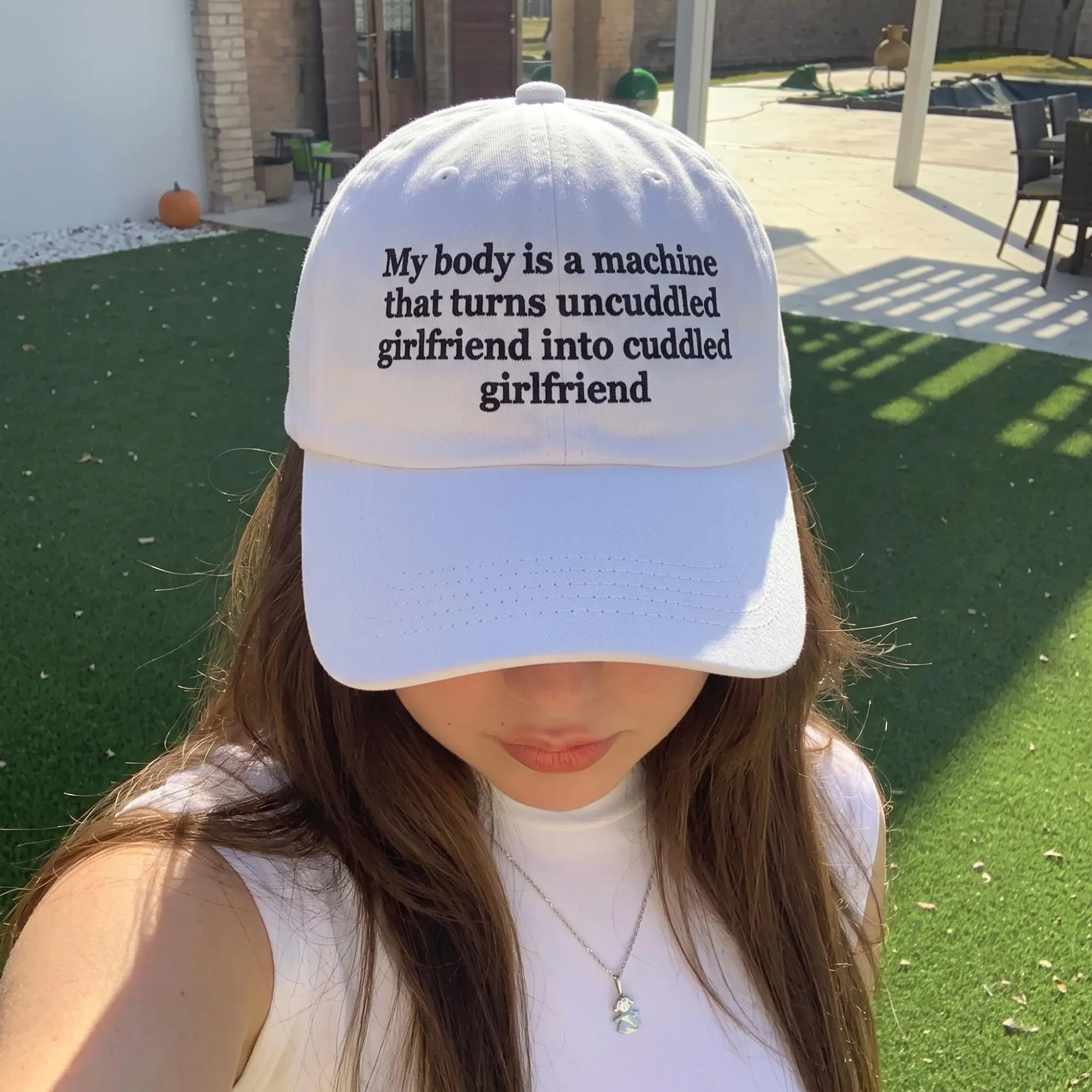 My Body Is A Machine Embroidered Hat Funny Boyfriend Girlfriend Joke Baseball Cap Sarcastic Relationship Quote Dad Hat Humorous Couple Saying Washed Cap Unique Girlfriend Gift Daily Casual Outdoor Summer Baseball Cap