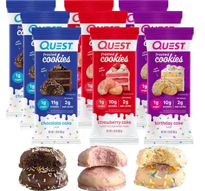 Quest Nutrition Frosted Cookies Twin Pack, 1g Sugar, 11g Protein, 2g Net Carbs, Gluten Free, 16 Cookies Snack Sweet