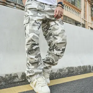 Men Stylish Camouflage Multiple pockets Cargo Jeans Trousers Male Streetwear Loose Casual Carpenter Straight Denim Pants Summersale