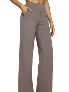Women's Loose Fit High-Waist Business Casual Yoga Pants, Wide Leg Design with Pockets, Comfortable & Stylish Sportswear