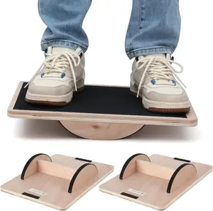 [Limited Time Deal]  2 Pcs Wooden Balance Board Anti Slip Rocker Board Wood Standing Desk Accessory, Wooden Balance Board for Standing Desk
