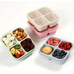 4 Pack Meal Prep Containers, 4 Compartment nto Snack Boxes,  Divided Lunch Box Containers for Adults, , , Travel, Work, School