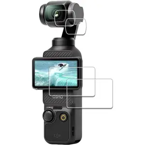 2PCS DJI Osmo Pocket 3 Screen Protector + 2PCS Osmo Pocket 3 Lens Protector, Pocket 3 Accessories,0.3mm Ultra-thin Tempered Glass,9H Hardness,Scratch Resistant,Anti-Bubble,Easy Installation