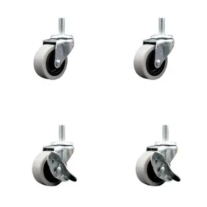 212 MAIN Light Duty Swivel Thermoplastic Rubber Casters with Side Locks (Brake), 2 in. Swivel, 0.31 in. 18 TPI x 1.5 in. Threaded Stem, SCC-TS05S210-TPRS-5161815-2-SLB-2 Model - Set of 4