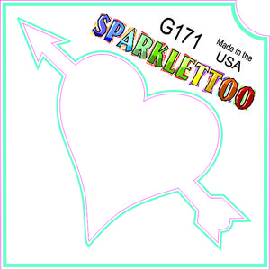 212 MAIN Ruby Red Glitter Tattoo Stencil - G171, 3-Ply Paper Pierced Heart Design, 1.5x2.3x2.3 in, FDA Safe, Children-Safe, Glitter Finish, Pack of 100 (Costume Accessory for Men's Special Occasions)