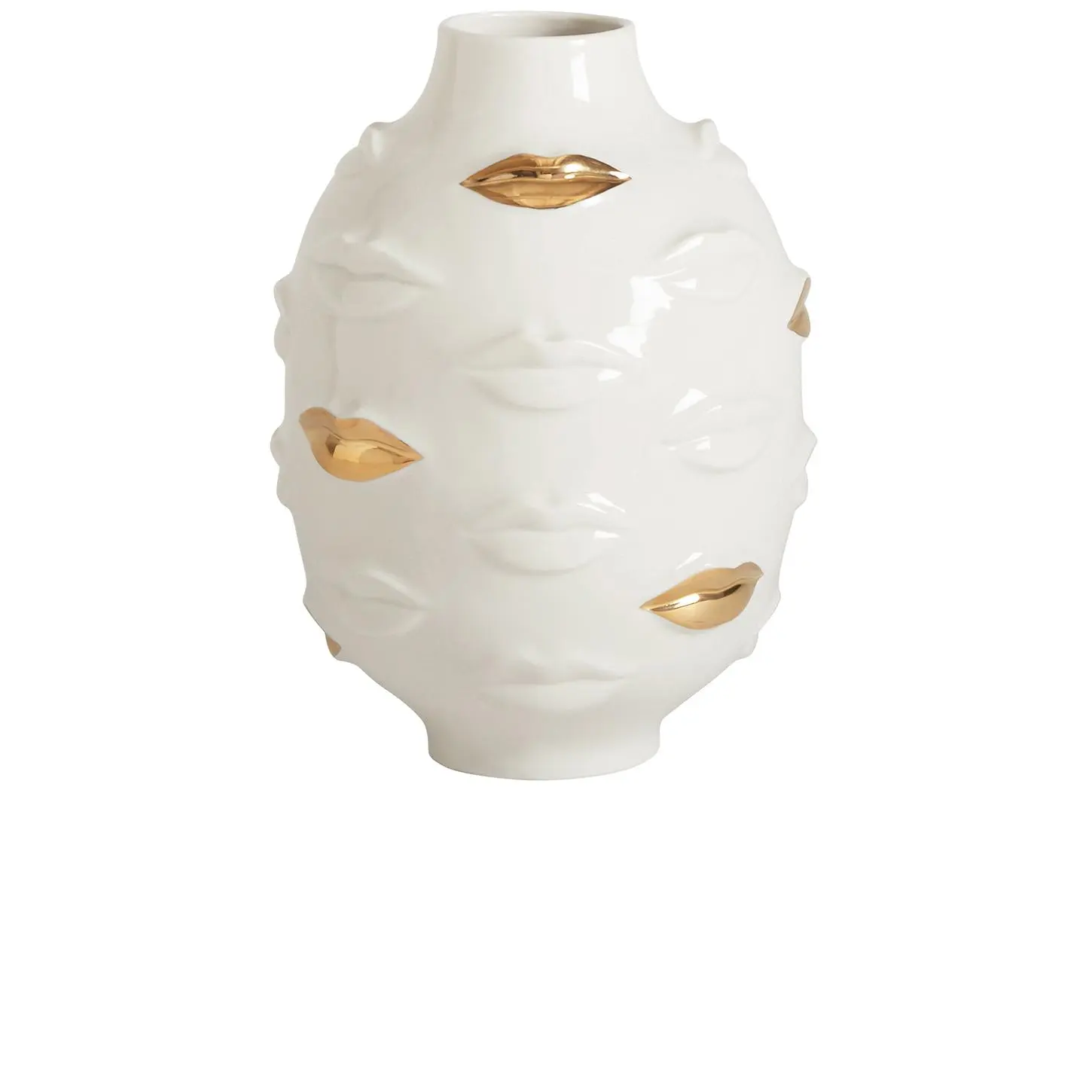Jonathan Adler Gilded Gala Round Vase in White & Gold Jonathan Adler Gilded Gala Round Vase in White & Gold