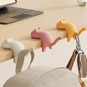 Cute Cat Tail Hook, No-Drill Office Student Bag Holder, Adorable Lazy Pet Style, Desk Organizer for Bags & Accessories