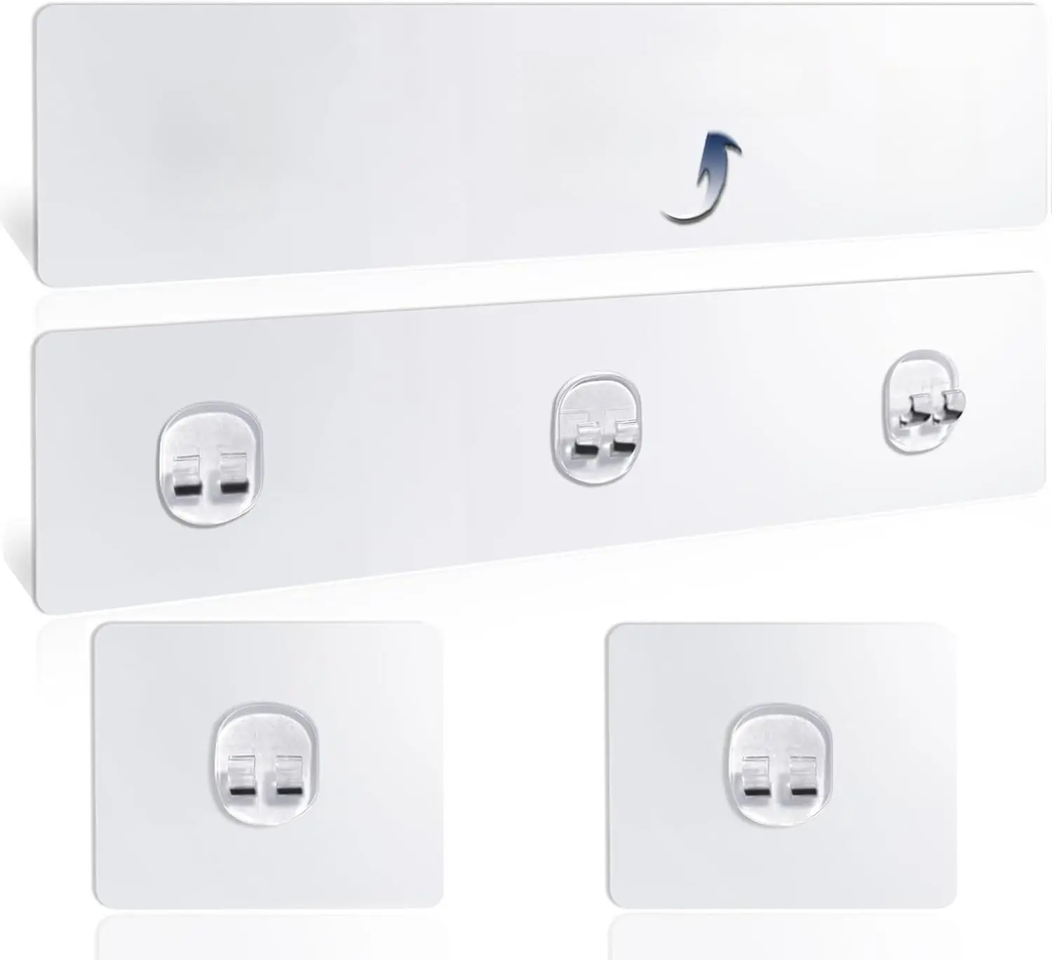 Shower Caddy Adhesive Replacement, 4 Pack Strong Adhesive Shower Hooks, Water-Proof Shower Adhesive Strips, No Drilling for Corner Shelf Basket, Bathroom Storage Shelves and Kitchen Racks