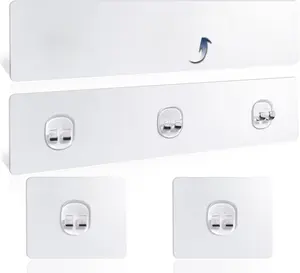 Shower Caddy Adhesive Replacement, 4 Pack Strong Adhesive Shower Hooks, Water-Proof Shower Adhesive Strips, No Drilling for Corner Shelf Basket, Bathroom Storage Shelves and Kitchen Racks